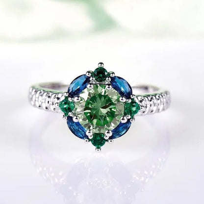 Elegant 925 Sterling Silver Emerald Women Rings Fashion Ruby Amethyst Wedding Party Jewelry Rings for Women