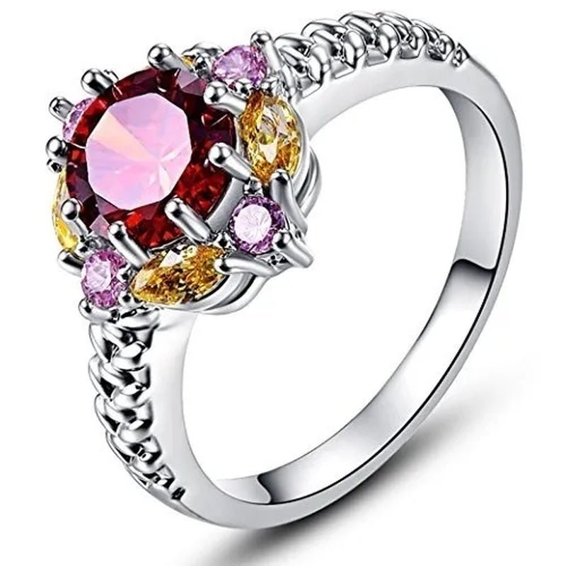 Elegant 925 Sterling Silver Emerald Women Rings Fashion Ruby Amethyst Wedding Party Jewelry Rings for Women - WORLD TIME VISITS