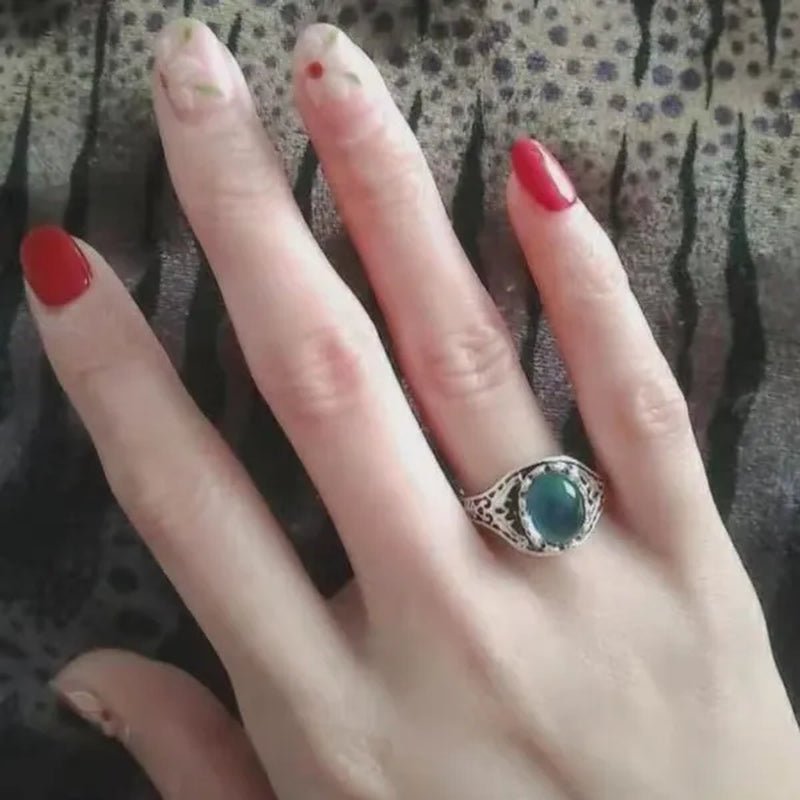 Elegant and Fashionable Retro Women's Ring, Women's Jewelry Accessories Inlaid with Temperature-sensitive Change of The Color of The Main Stone, Romantic Bride Engagement Wedding Rings, Christmas, Anniversary and Birthday Gifts for Her