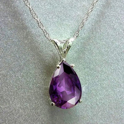 Elegant Bridal Clavicle Necklace Teardrop Amethyst Necklace for Women Engagement Wedding Jewelry - WORLD TIME VISITS