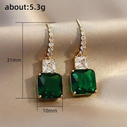 Elegant Bridal Wedding Earrings Hook Square Cut Emerald Earrings for Women Fashion Accessories