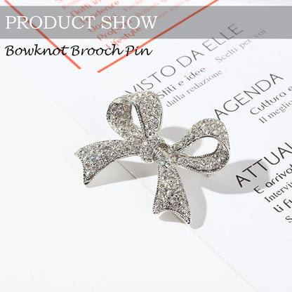 Elegant Crystal Bow Brooch Pin for Women,Vinage Sparkly Rhinestones Brooches Pins Beautiful Lapel Pins Dress Suit Shirt Ceremony Clothes Accessories Jewelry