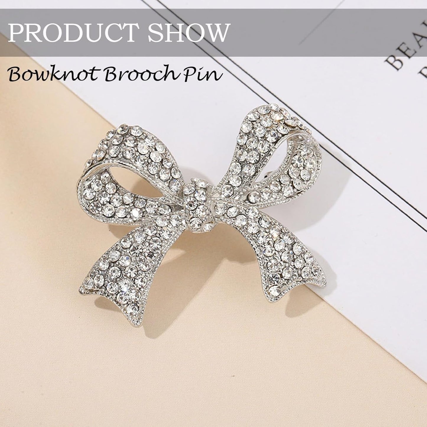 Elegant Crystal Bow Brooch Pin for Women,Vinage Sparkly Rhinestones Brooches Pins Beautiful Lapel Pins Dress Suit Shirt Ceremony Clothes Accessories Jewelry