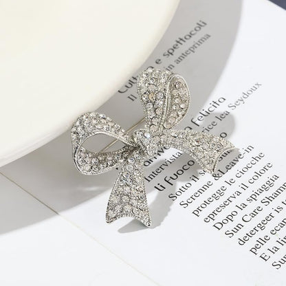 Elegant Crystal Bow Brooch Pin for Women,Vinage Sparkly Rhinestones Brooches Pins Beautiful Lapel Pins Dress Suit Shirt Ceremony Clothes Accessories Jewelry