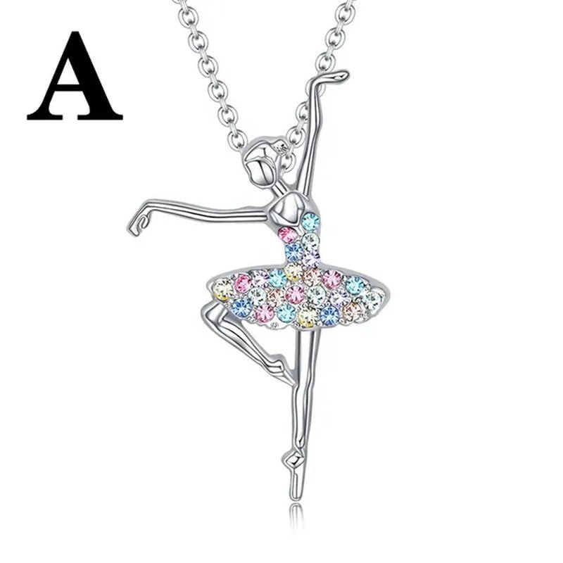 Elegant Fashion Creative Girl Necklace Ballet Sister Necklace Gift Suitable for Female Personality Creative Rainbow Dancer Dance Friendship Pendant Necklace Jewelry Suitable for Sister Friend Birthday Party Jewelry Anniversary Gift
