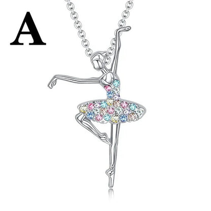 Elegant Fashion Creative Girl Necklace Ballet Sister Necklace Gift Suitable for Female Personality Creative Rainbow Dancer Dance Friendship Pendant Necklace Jewelry Suitable for Sister Friend Birthday Party Jewelry Anniversary Gift
