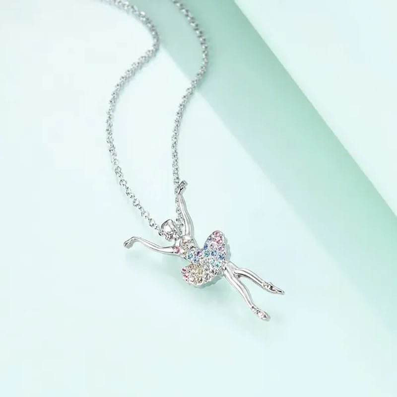 Elegant Fashion Creative Girl Necklace Ballet Sister Necklace Gift Suitable for Female Personality Creative Rainbow Dancer Dance Friendship Pendant Necklace Jewelry Suitable for Sister Friend Birthday Party Jewelry Anniversary Gift