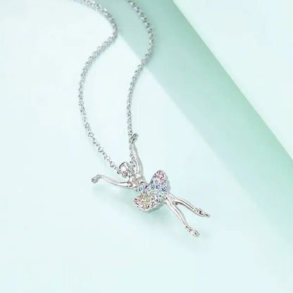 Elegant Fashion Creative Girl Necklace Ballet Sister Necklace Gift Suitable for Female Personality Creative Rainbow Dancer Dance Friendship Pendant Necklace Jewelry Suitable for Sister Friend Birthday Party Jewelry Anniversary Gift