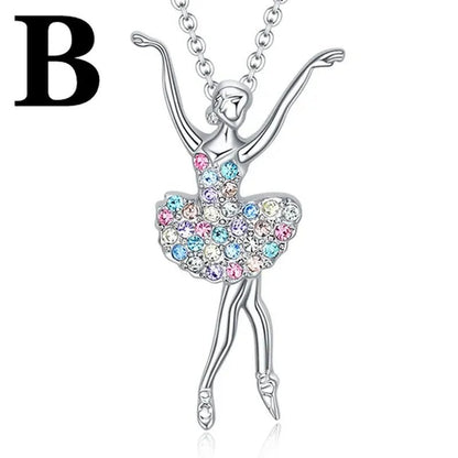 Elegant Fashion Creative Girl Necklace Ballet Sister Necklace Gift Suitable for Female Personality Creative Rainbow Dancer Dance Friendship Pendant Necklace Jewelry Suitable for Sister Friend Birthday Party Jewelry Anniversary Gift