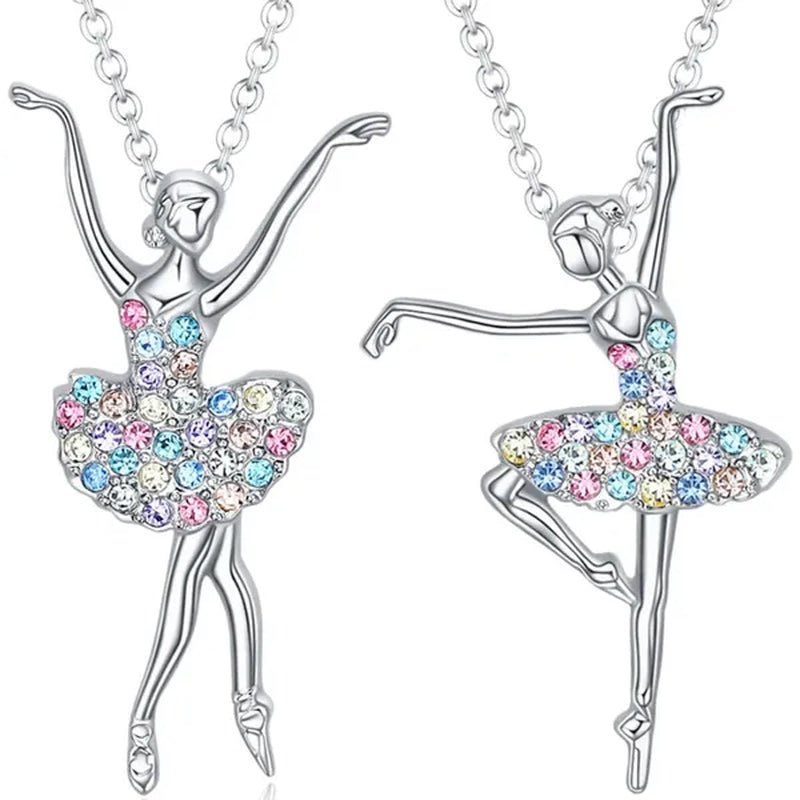 Elegant Fashion Creative Girl Necklace Ballet Sister Necklace Gift Suitable for Female Personality Creative Rainbow Dancer Dance Friendship Pendant Necklace Jewelry Suitable for Sister Friend Birthday Party Jewelry Anniversary Gift