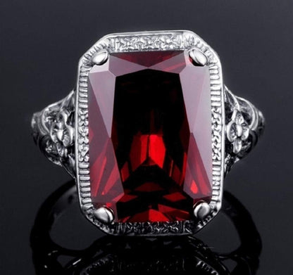 Elegant Huge Natural 3.5Ct Tanzanite 925 Silver Ruby Ring Women Wedding Engagement Size 6-10