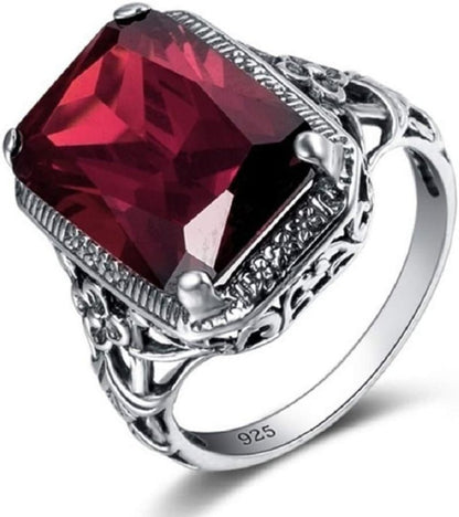Elegant Huge Natural 3.5Ct Tanzanite 925 Silver Ruby Ring Women Wedding Engagement Size 6-10