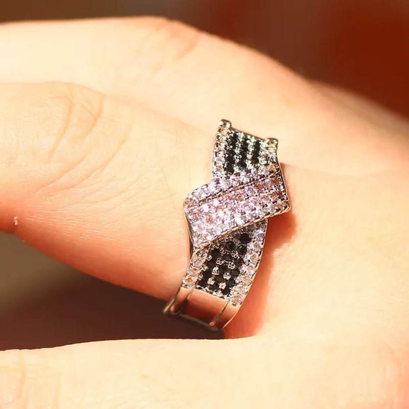 Elegant Silver Pink Sapphire and Black Sapphire Natural Stone Birthstone Gemstones Engagement Wedding Anniversary Bride Women Square Ring Size 6 7 8 9 10