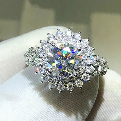 Elegant Woman 925 Sterling Silver Wedding Jewelry for Women Natural Gemstone Rings Noble Princess Engagement Diamond Ring Luxury Accessories Gift Size 4-12 Bague Femme