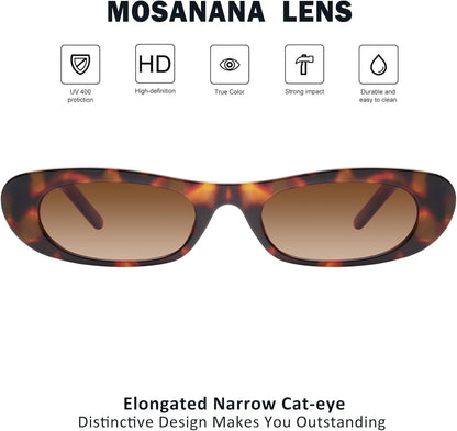 Elongated Narrow Cat Eye Sunglasses for Women MS52357 - WORLD TIME VISITS