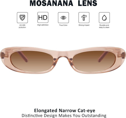 Elongated Narrow Cat Eye Sunglasses for Women MS52357 - WORLD TIME VISITS