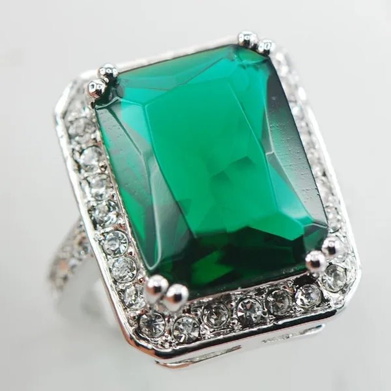 Emerald White Topaz 925 Sterling Silver Ring Size 7 8 9 10 11 F890 - WORLD TIME VISITS