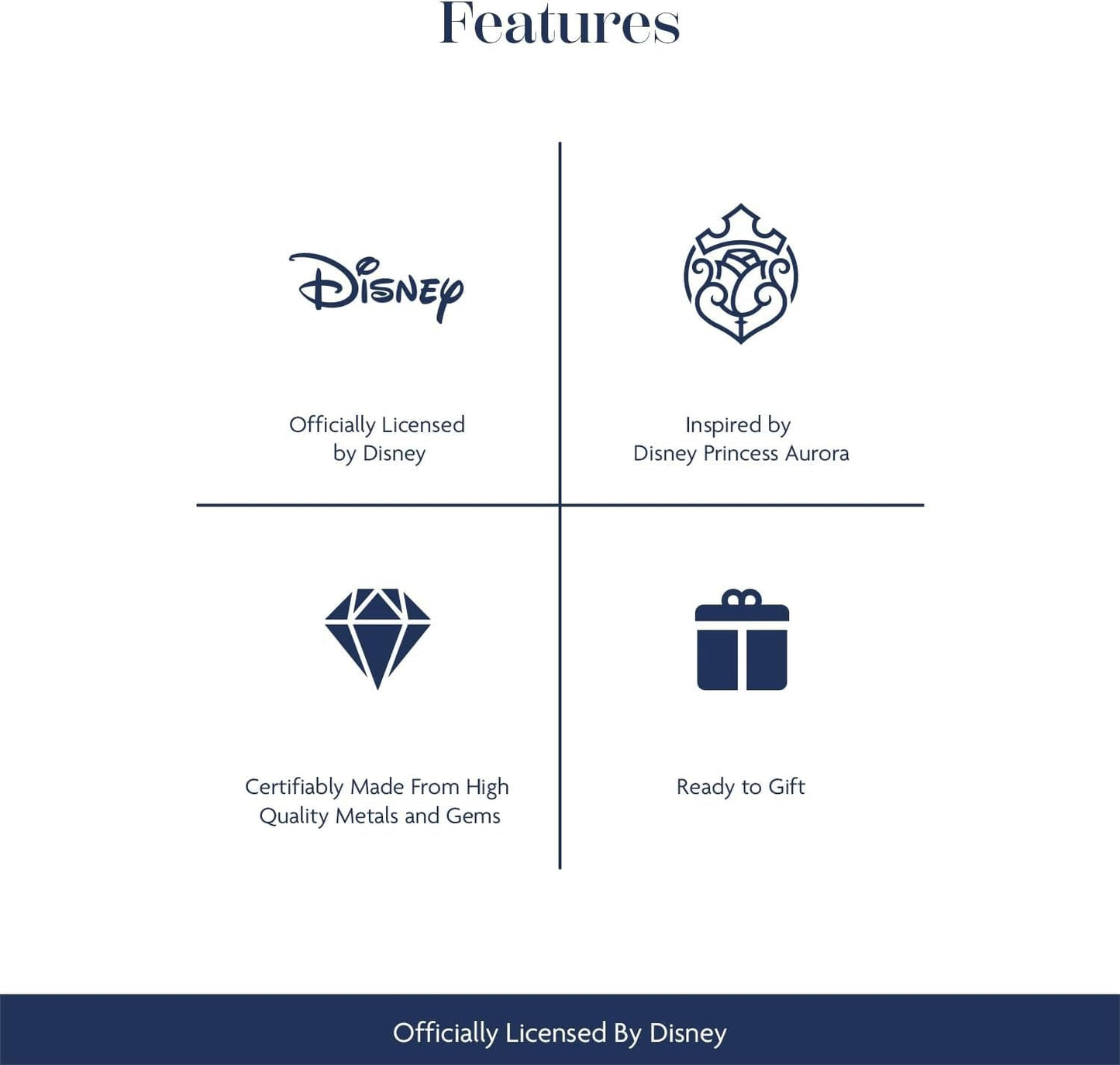 Enchanted Disney Fine Jewelry 14K Rose Gold over Sterling Silver 5.5 MM Square Created Pink Sapphire and 1/5 CTTW Natural White round Diamond Aurora Pendant Necklace