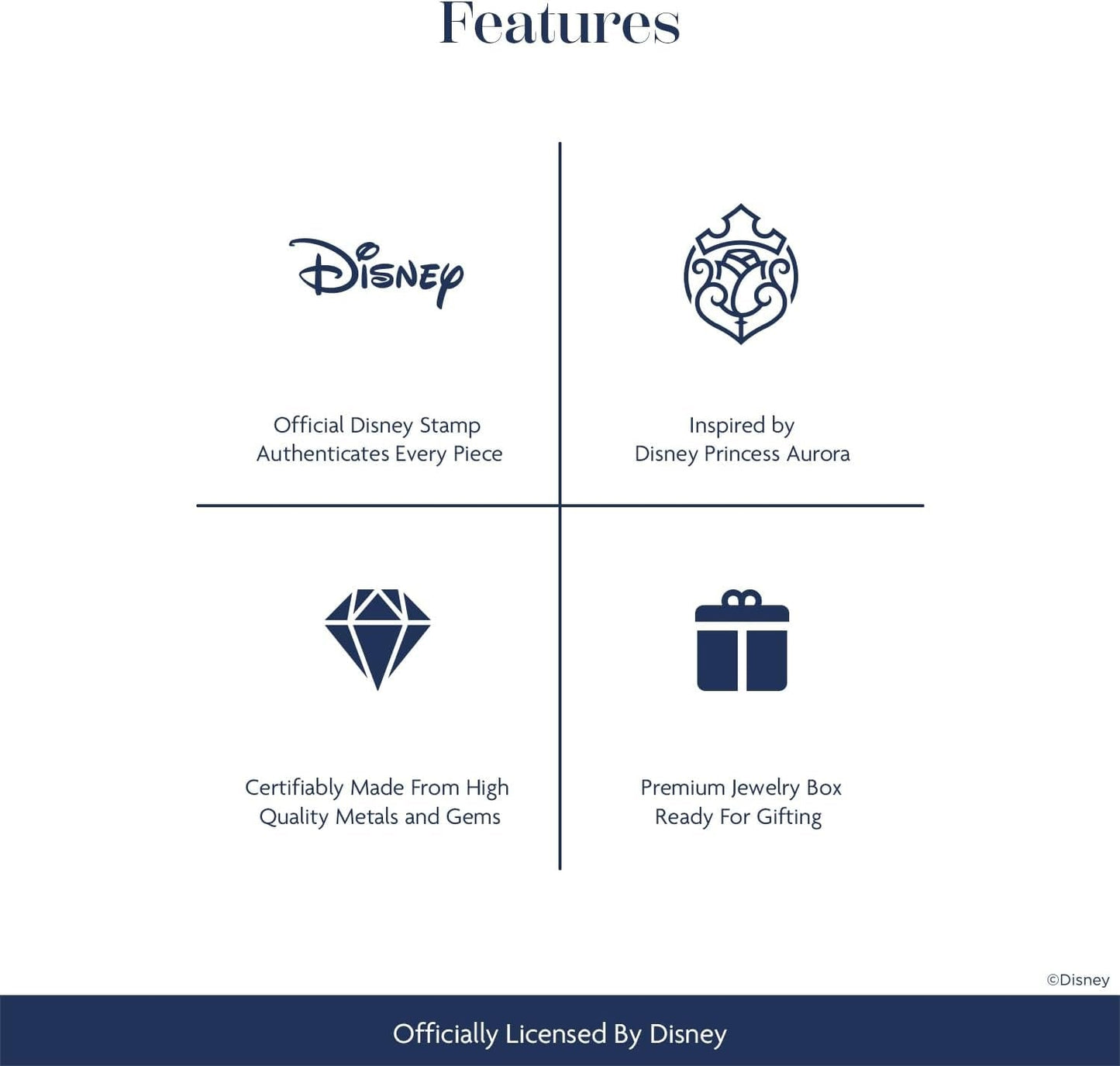 Enchanted Disney Fine Jewelry 14K Rose Gold over Sterling Silver 8X6 MM Oval Shape Created Pink Sapphire, 1/10 CTTW Natural White round Diamond Aurora Pendant Necklace, 18" Cable Chain