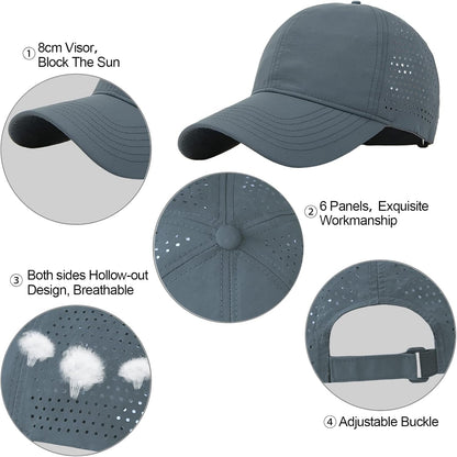 Enwokran Men Quick Dry Sport Baseball Cap, Athletic Fitted Cap Mesh Adjustable Plain Hat Running Trucker Hat for Women