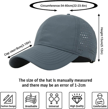 Enwokran Men Quick Dry Sport Baseball Cap, Athletic Fitted Cap Mesh Adjustable Plain Hat Running Trucker Hat for Women