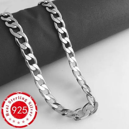 European and American Fashion 925 Sterling Silver Italian Curb Link Chain Necklace Bracelet 925 Silver High Quality Jewelry Sets for Women and Men