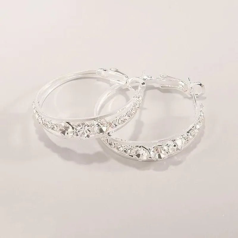 European and American Fashion Hoop Earrings Women's Earrings Micro-inlaid White Zircon Delicate Earrings Romantic Valentine's Day Gift Engagement Earrings Wedding Earrings Anniversary Women's Jewelry
