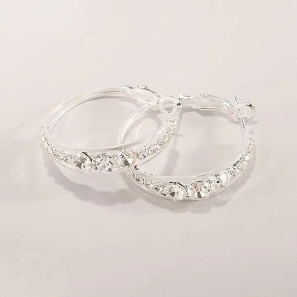 European and American Fashion Hoop Earrings Women's Earrings Micro-inlaid White Zircon Delicate Earrings Romantic Valentine's Day Gift Engagement Earrings Wedding Earrings Anniversary Women's Jewelry