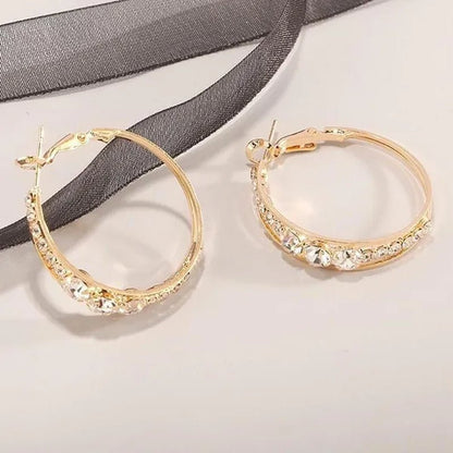 European and American Fashion Hoop Earrings Women's Earrings Micro-inlaid White Zircon Delicate Earrings Romantic Valentine's Day Gift Engagement Earrings Wedding Earrings Anniversary Women's Jewelry