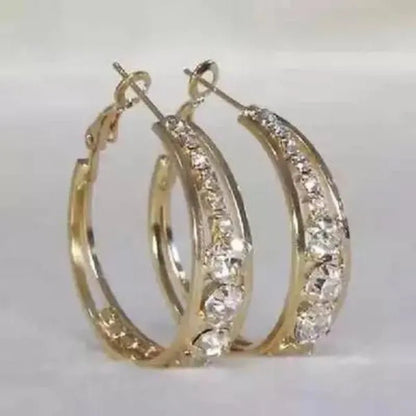 European and American Fashion Hoop Earrings Women's Earrings Micro-inlaid White Zircon Delicate Earrings Romantic Valentine's Day Gift Engagement Earrings Wedding Earrings Anniversary Women's Jewelry