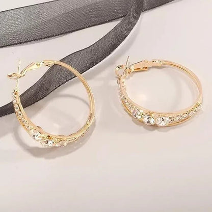 European and American Fashion Hoop Earrings Women's Earrings Micro-inlaid White Zircon Delicate Earrings Romantic Valentine's Day Gift Engagement Earrings Wedding Earrings Anniversary Women's Jewelry