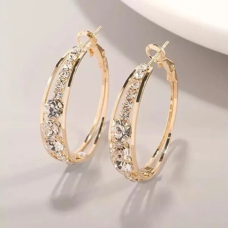 European and American Fashion Hoop Earrings Women's Earrings Micro - inlaid White Zircon Delicate Earrings Romantic Valentine's Day Gift Engagement Earrings Wedding Earrings Anniversary Women's Jewelry - WORLD TIME VISITS