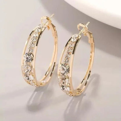 European and American Fashion Hoop Earrings Women's Earrings Micro - inlaid White Zircon Delicate Earrings Romantic Valentine's Day Gift Engagement Earrings Wedding Earrings Anniversary Women's Jewelry - WORLD TIME VISITS