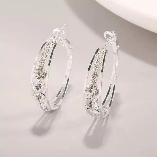 European and American Fashion Hoop Earrings Women's Earrings Micro - inlaid White Zircon Delicate Earrings Romantic Valentine's Day Gift Engagement Earrings Wedding Earrings Anniversary Women's Jewelry - WORLD TIME VISITS
