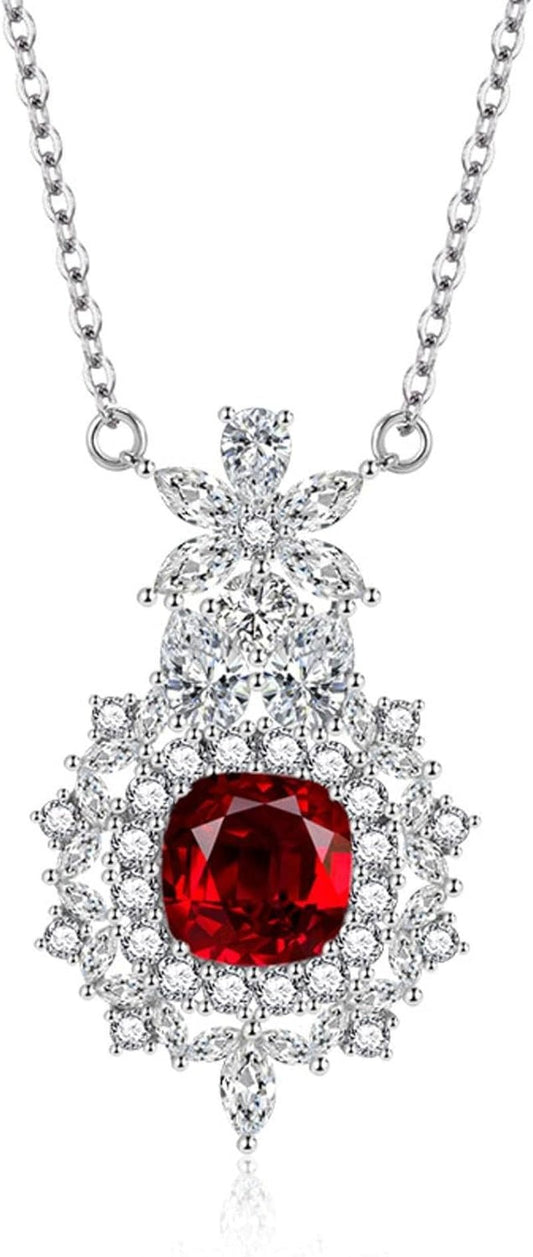 European and American Style Retro Imitation Pigeon Blood Ruby Necklace Women'S Yellow Pink Diamond Clavicle Chain - WORLD TIME VISITS