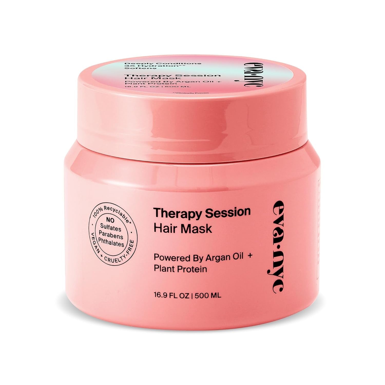 Eva NYC Therapy Session Hair Mask, Deep Conditioning Hair Mask Infused with Argan Oil and Plant Protein, 16.9 Fl Oz - WORLD TIME VISITS