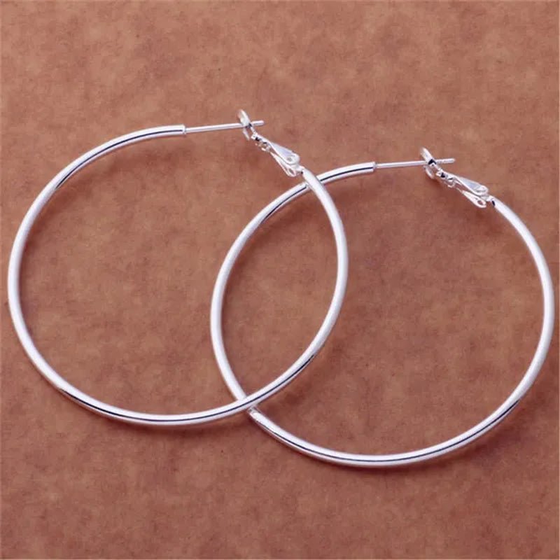 Exaggerate Big Smooth Circle Hoop Earrings, 925 Sterling Silver round Loop Earrings for Women Wedding Engagement Party Fashion Jewelry