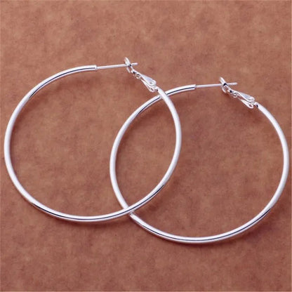 Exaggerate Big Smooth Circle Hoop Earrings, 925 Sterling Silver round Loop Earrings for Women Wedding Engagement Party Fashion Jewelry