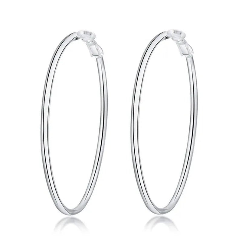 Exaggerate Big Smooth Circle Hoop Earrings, 925 Sterling Silver round Loop Earrings for Women Wedding Engagement Party Fashion Jewelry