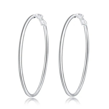 Exaggerate Big Smooth Circle Hoop Earrings, 925 Sterling Silver round Loop Earrings for Women Wedding Engagement Party Fashion Jewelry
