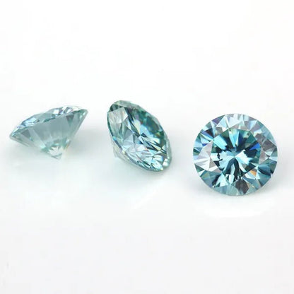 Excellent Moissanite With Certificate Brilliant Loose Moissanite Blue Green Color Round Cut Diamond 6.5 MM 1CT