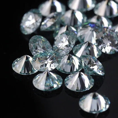 Excellent Moissanite With Certificate Brilliant Loose Moissanite Blue Green Color Round Cut Diamond 6.5 MM 1CT