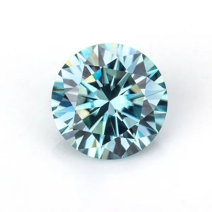 Excellent Moissanite With Certificate Brilliant Loose Moissanite Blue Green Color Round Cut Diamond 6.5 MM 1CT - WORLD TIME VISITS