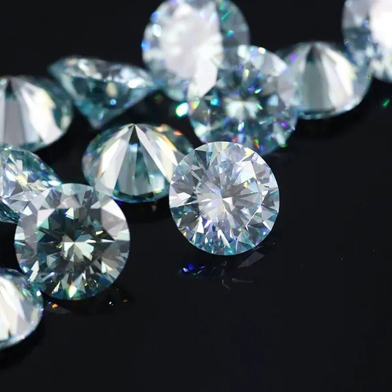 Excellent Moissanite With Certificate Brilliant Loose Moissanite Blue Green Color Round Cut Diamond 6.5 MM 1CT - WORLD TIME VISITS