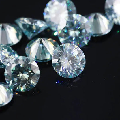 Excellent Moissanite With Certificate Brilliant Loose Moissanite Blue Green Color Round Cut Diamond 6.5 MM 1CT - WORLD TIME VISITS