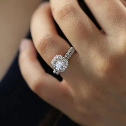 Exquisite 925 Sterling Silver Natural Gemstone White Sapphire Diamond Rings Set Women Wedding Engagement Fine Jewelry