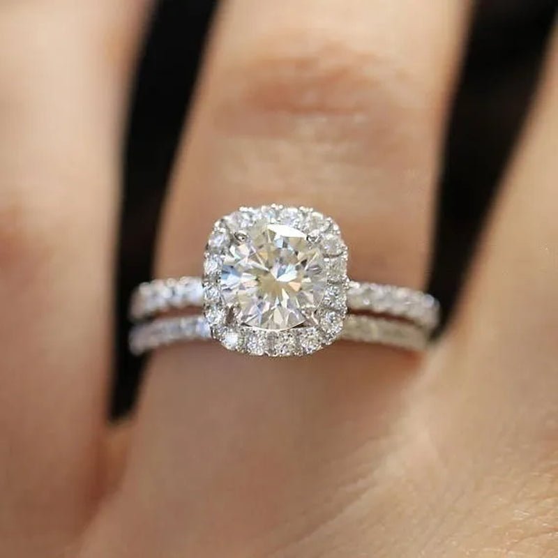 Exquisite 925 Sterling Silver Natural Gemstone White Sapphire Diamond Rings Set Women Wedding Engagement Fine Jewelry - WORLD TIME VISITS