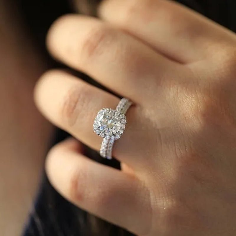 Exquisite 925 Sterling Silver Natural Gemstone White Sapphire Diamond Rings Set Women Wedding Engagement Fine Jewelry