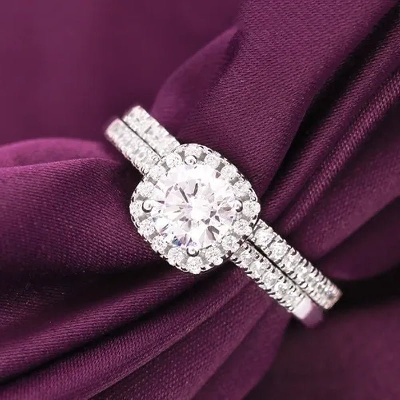 Exquisite 925 Sterling Silver Natural Gemstone White Sapphire Diamond Rings Set Women Wedding Engagement Fine Jewelry