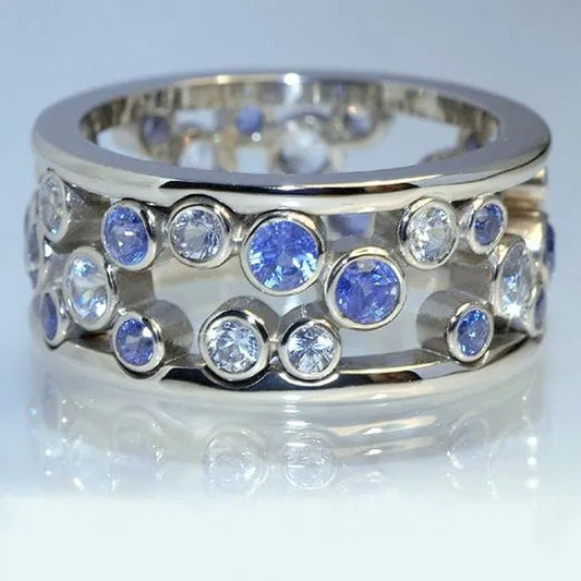 Exquisite and Fashion 925 Sterling Silver White Diamond Ring Elegant Vine Ring Diamond Jewelry Engagement Wedding Band Rings for Women US Size - WORLD TIME VISITS